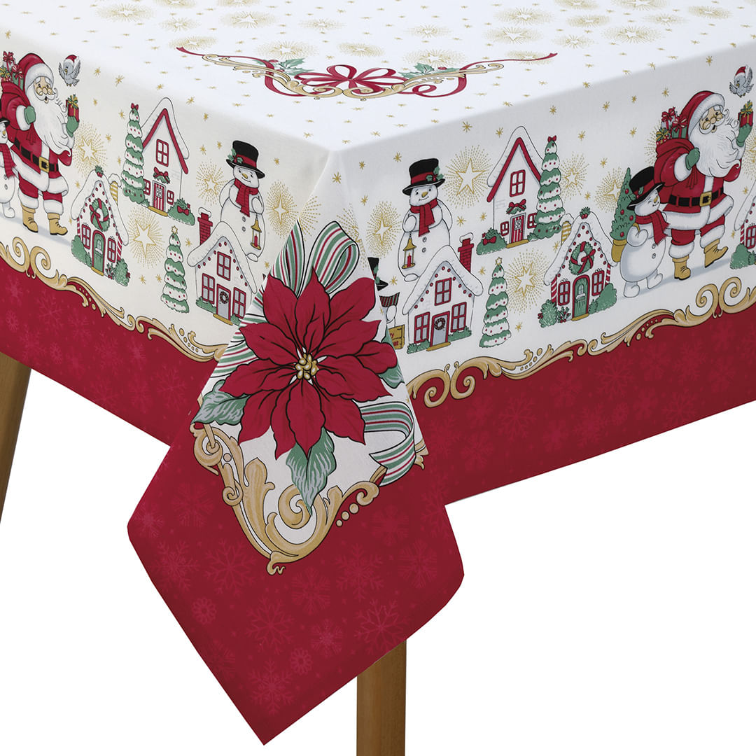 Toalha Mesa Quadrada Athenas 140x140cm Natal 119 Dohler
