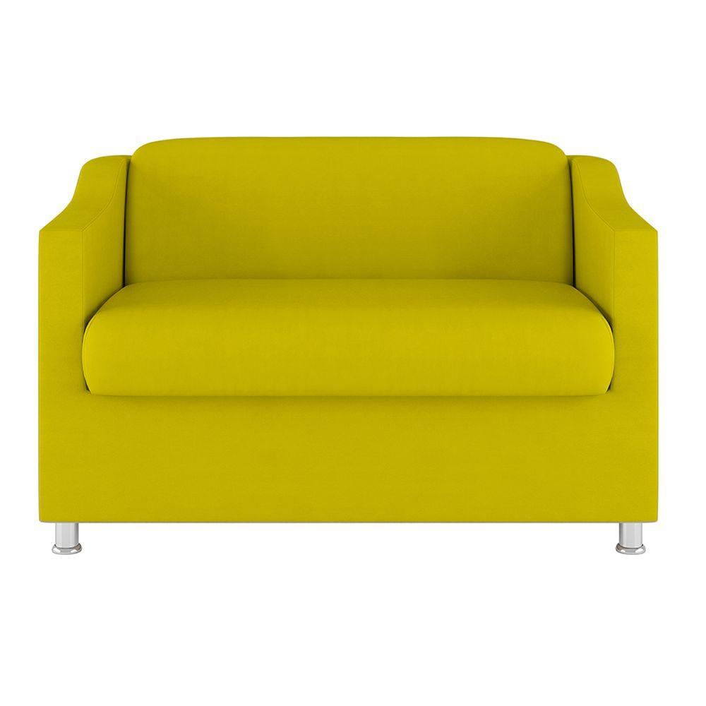 Encontraproduto.com.br - Kit Sofá Namoradeira + 02 Poltrona Tilla Recepção Sala Suede amarelo