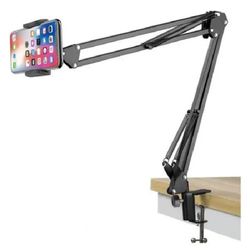 Suporte Braço Articulado Universal Mesa Celular Webcam Luz Led