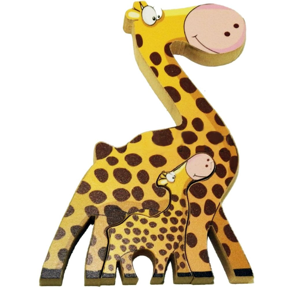 Quebra Cabeça Zoo Filhotes Madeira - Girafa - Amarelo - 73622 - Maninho Artesanatos