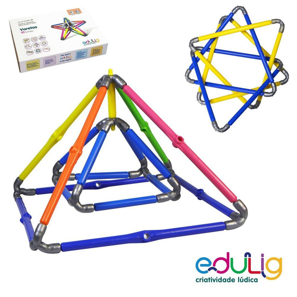 Quebra-cabeça Edulig Puzzle 3D Varetas - 10 sugestões de montagem - 170 peças - Edulig - Y6G9FE3QX - Edulig