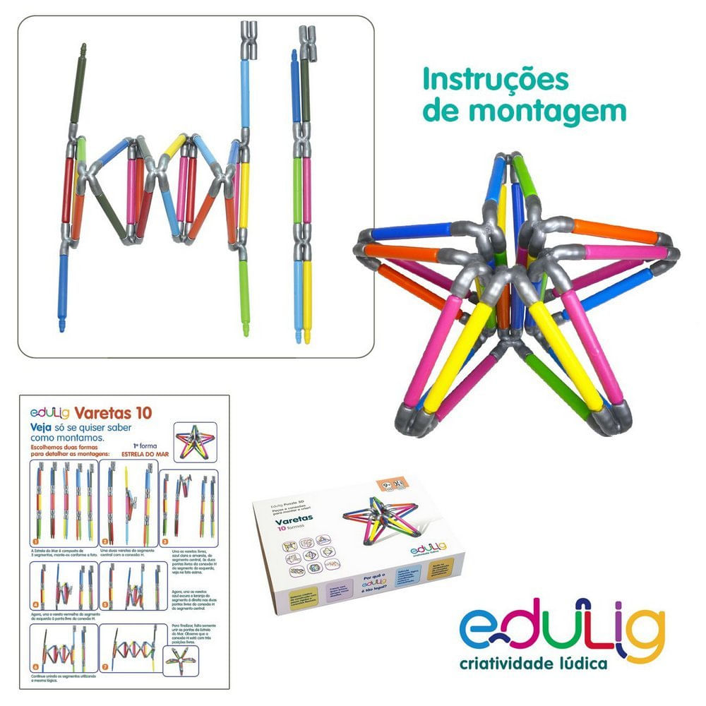 Quebra-cabeça Edulig Puzzle 3D Varetas - 10 sugestões de montagem - 170 peças - Edulig - Y6G9FE3QX - Edulig