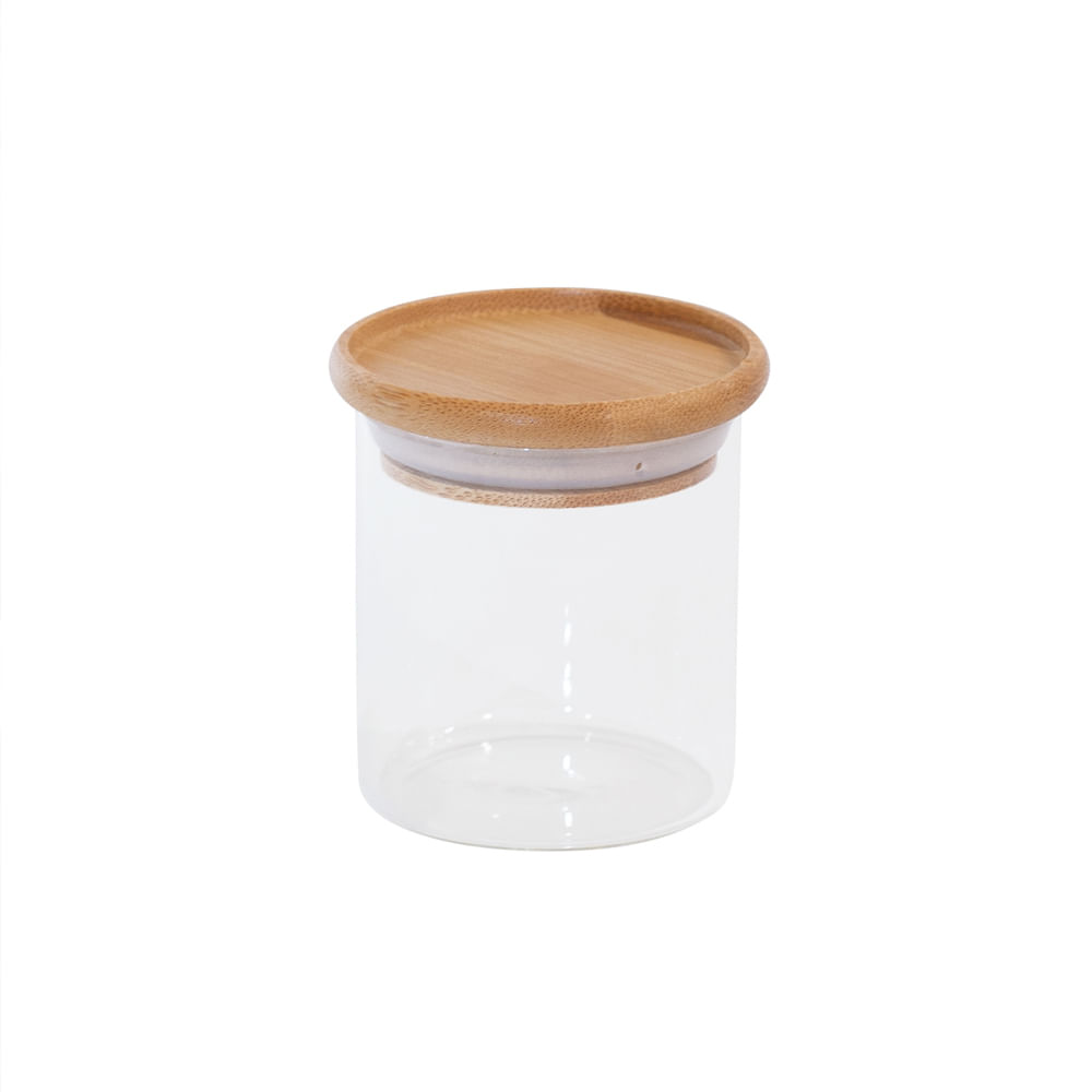 Pote de Mantimentos Redondo Empilhável 200ml Tampa Bambu OIKOS