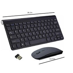 Kit Mini Teclado e Mouse Wireless Ultra Slim Sem Fio -  Preto