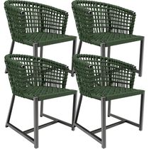 Kit 04 Cadeiras Decorativas Para Área Gourmet Cozinha Corda Náutica Belize D04 Verde - Lyam Decor