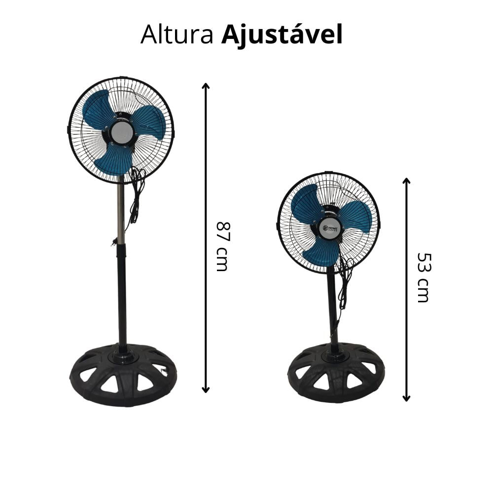 Ventilador Silencioso Pedestal Coluna 3 Velocidades Altura Ajustável 87cm 10pol 3 Pas 60w 60hz 110V