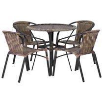 Kit 4 Cadeiras Alumínio E Mesa Tampo Varanda Jardim Piscina Cappuccino