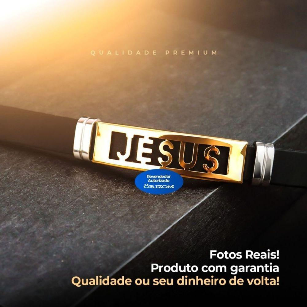 Pulseira Ouro Placa Banhada Jesus Cristo Dourada Masculina Ajustavel Presente Qualidade Premium