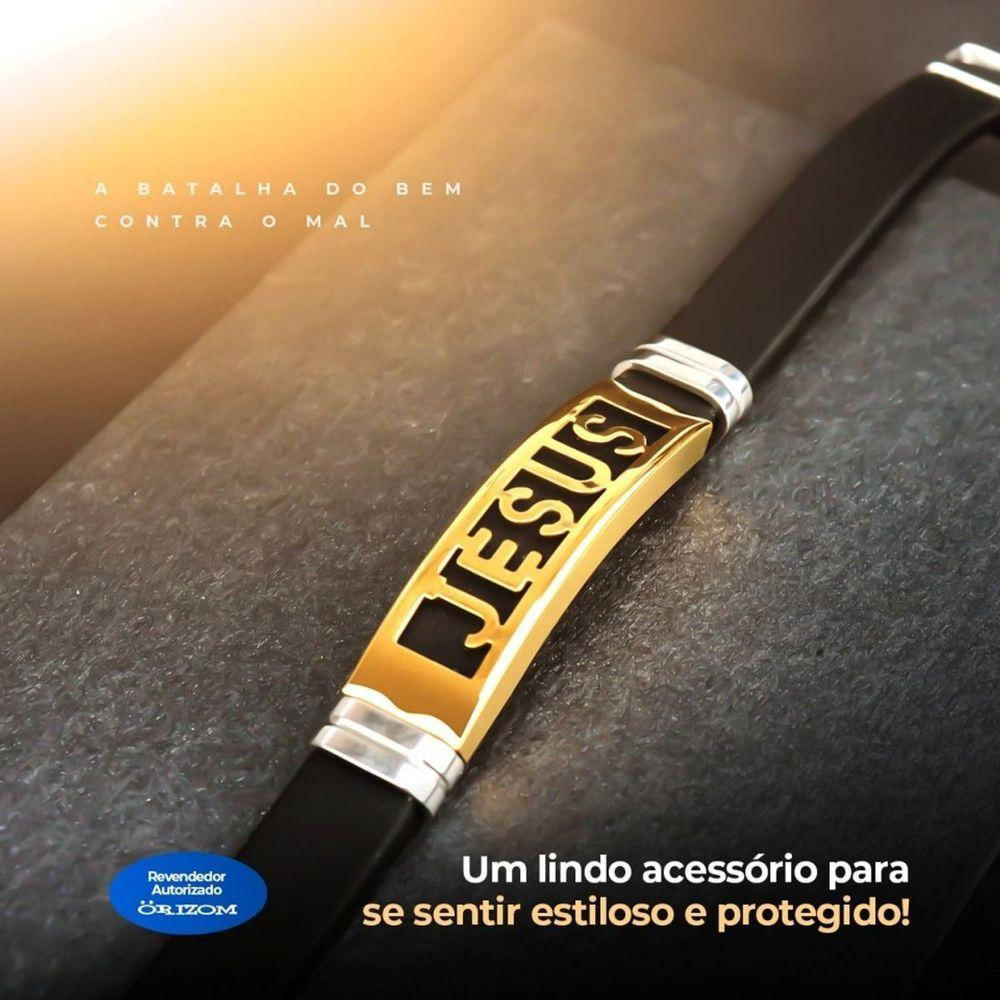 Pulseira Ouro Placa Banhada Jesus Cristo Dourada Masculina Ajustavel Presente Qualidade Premium