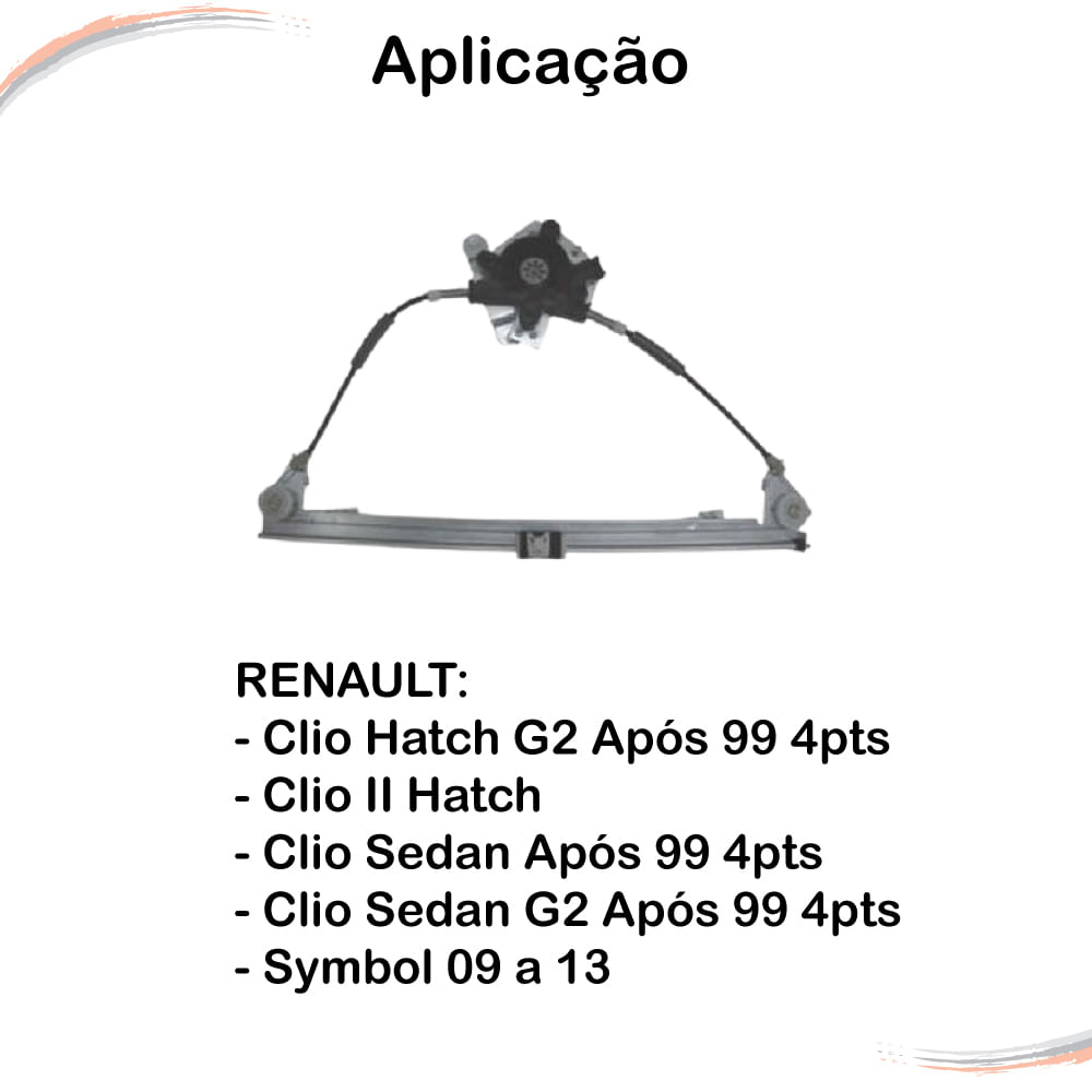 Máquina Vidro Elétrico S/Motor Esq Symbol 99-16 4pt - Mab