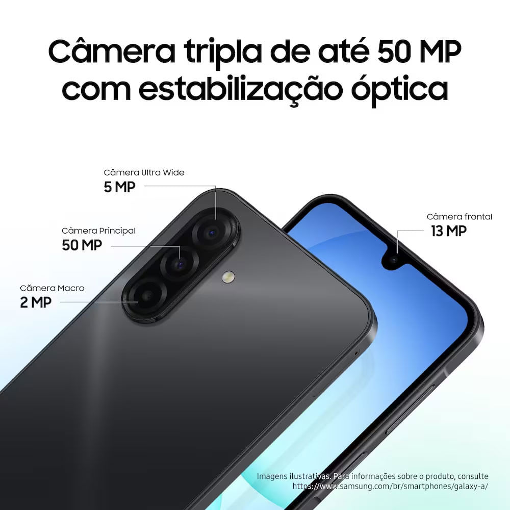 Celular Galaxy A17 4G Tela 6.7 128GB Super AMOLED Câmera Tripla 50MP Azul  Samsung