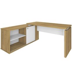 Mesa Para Escritório Escrivaninha Home Office Orly A02 Olmo Branco - Lyam Decor