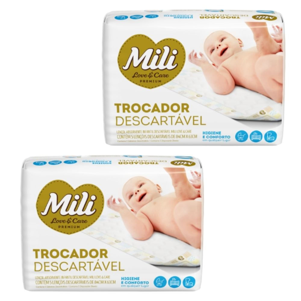 Trocador Descartável Mili Love &Care 2 Pacotes c/ 5 unidades