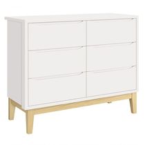 Cômoda 6 Gavetas Classic New Branco Fosco Com Natural - Moveisaqui