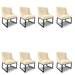 Cadeira Sala de Jantar Industrial Preto kit 8 Liz Linho D03 - D'Rossi
