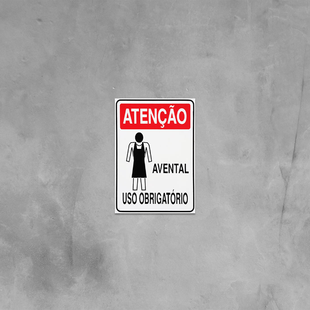 Placa De Sinalização Atenção Avental Uso Obrigatório 20x30 Acesso - S-207/1 F9e