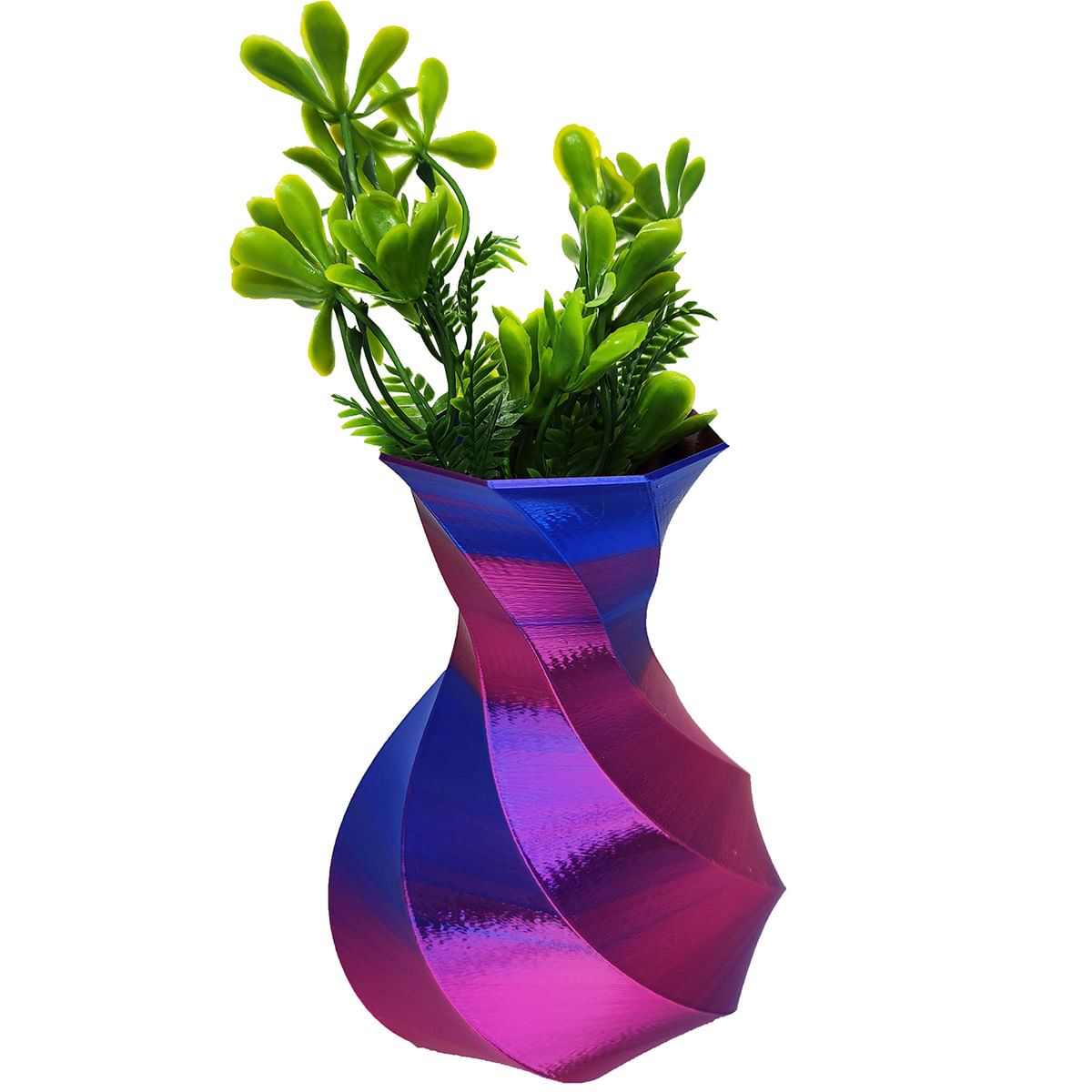Vaso Jarro 3D Torcido Decoração Sala 16 cm - Bicolor Azul e Vermelho