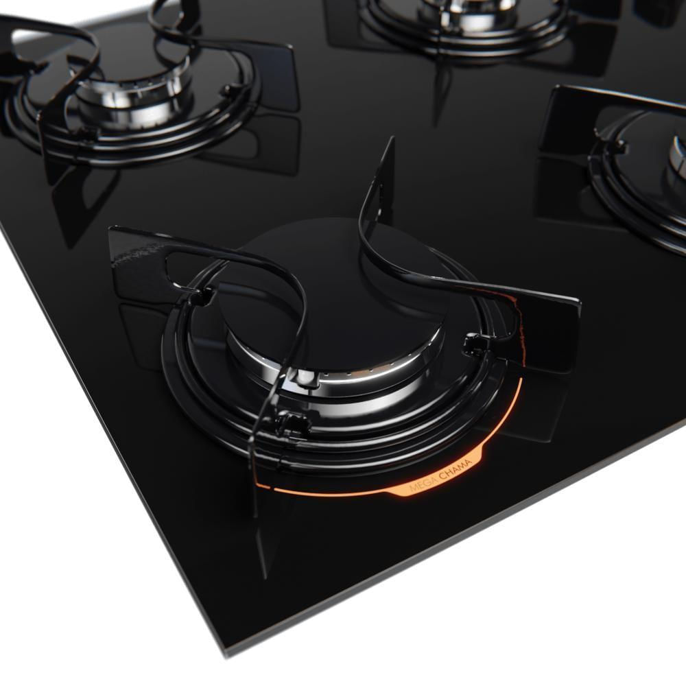 Cooktop 4 Bocas Preto Com Mesa De Vidro Atlas U Top Bivolt