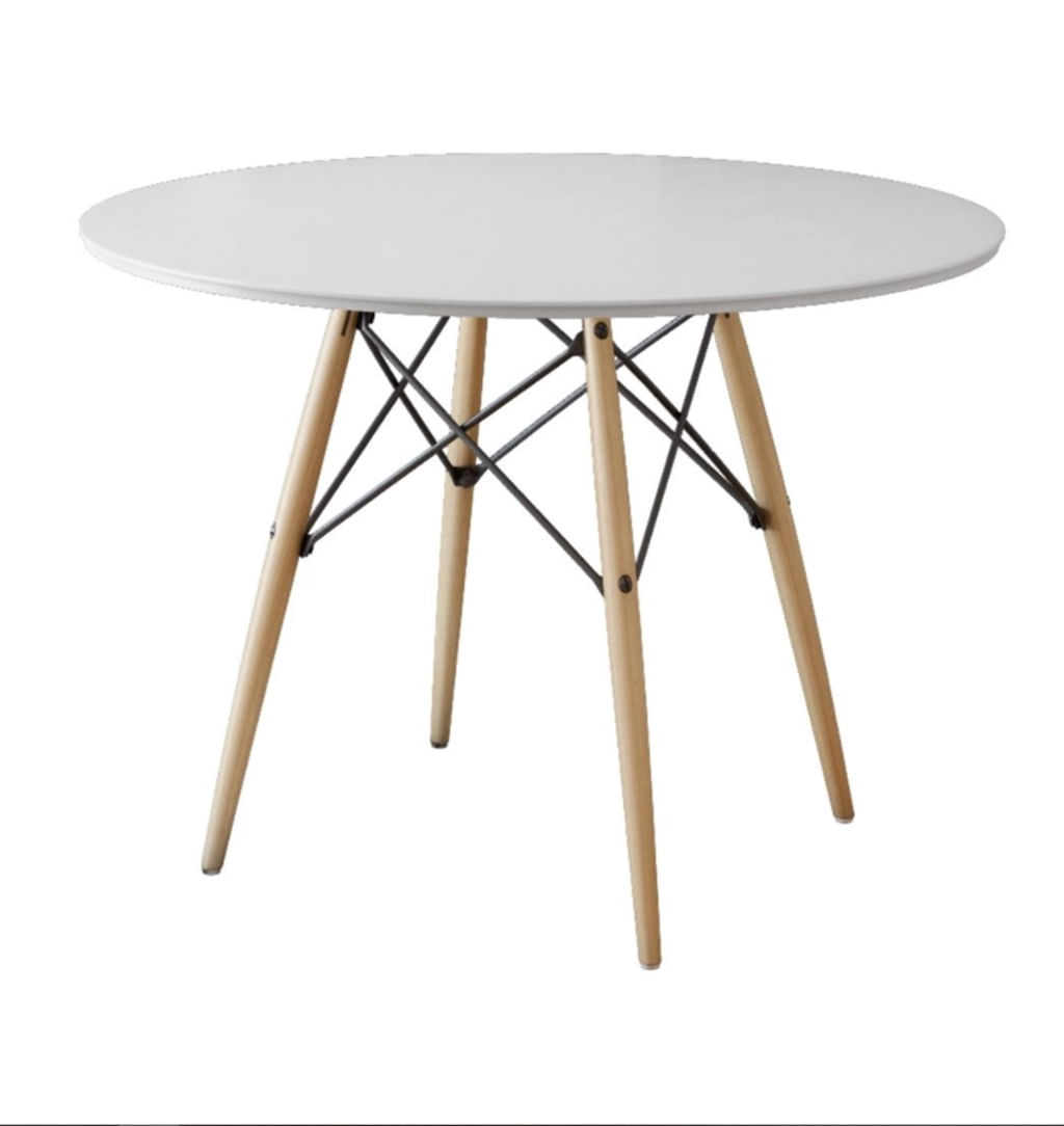 Mesa Eiffel Wood Tampo De Madeira 90 Cm Branco