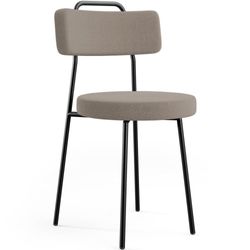 Cadeira Decorativa Estofada Para Sala De Jantar Barcelona L02 Bouclê Bege