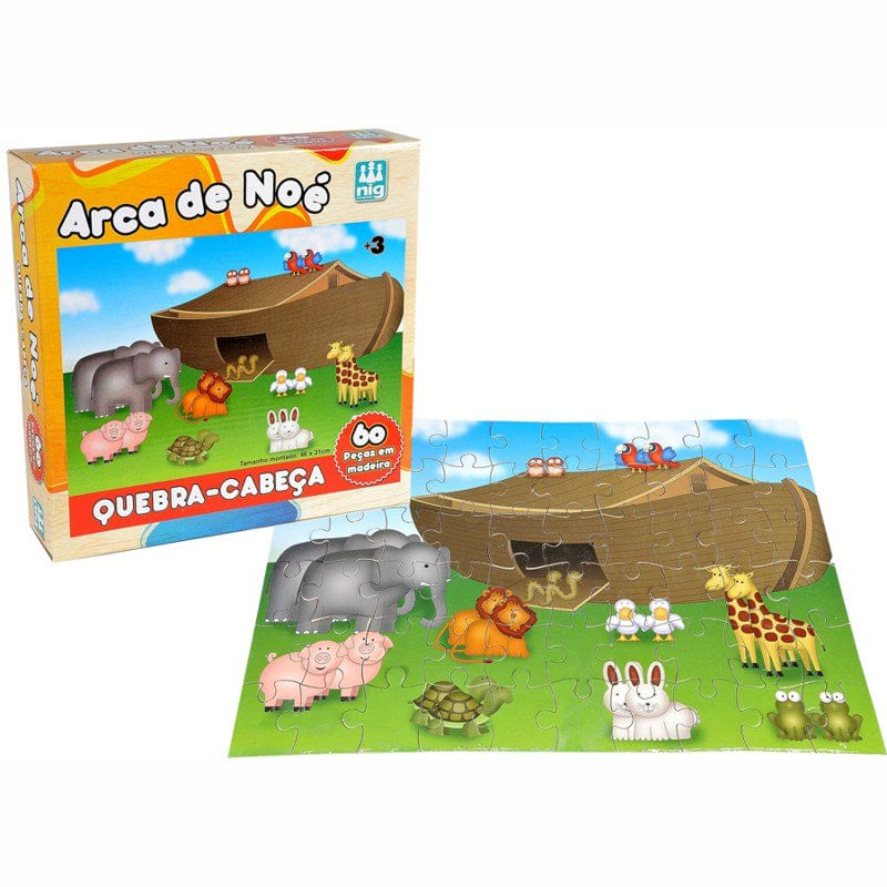 Quebra-Cabeça em Madeira - Arca de Noé - 60 peças - Nig