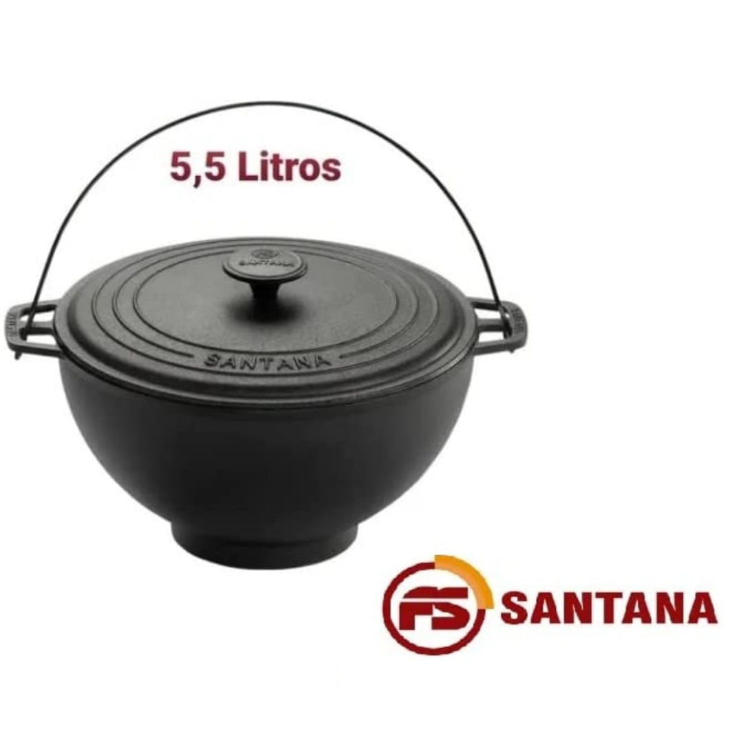 Caçarola de Ferro Polenteira Com Tampa 5,5 litros 26cm