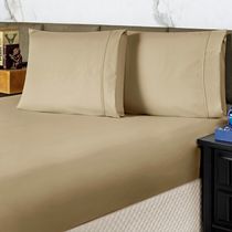 Jogo de Cama Lençol King Conforto Percal 300 Fios 3 Peças - Cáqui