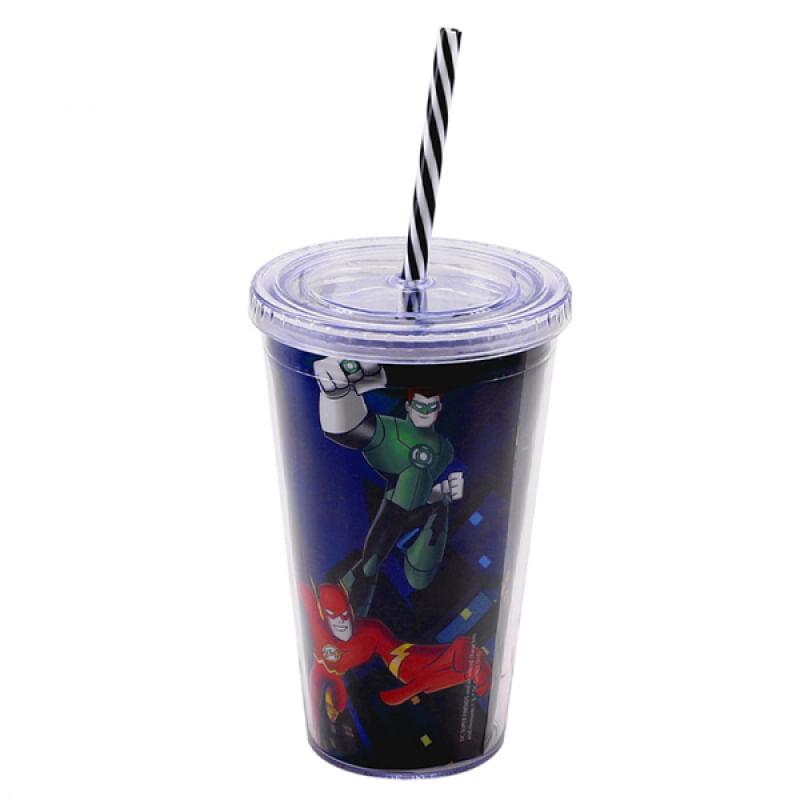 Copo Com Canudo Personagens Dc Comics 450ml Tasco Inport
