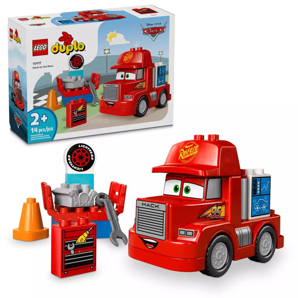 Lego Duplo 14 Peças Mack na Corrida Carros Disney - 10417