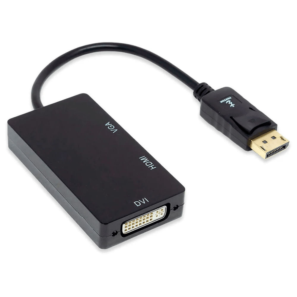 cabo adaptador conversor Displayport para HDMI VGA DVI Preto