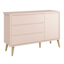 Cômoda Sapateira Théo New Rosa Fosco Com Natural - Moveisaqui