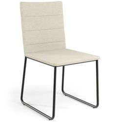 Cadeira Decorativa Estofada Para Sala De Jantar Preto Maya L02 Linho Champagne - Lyam Decor Decor