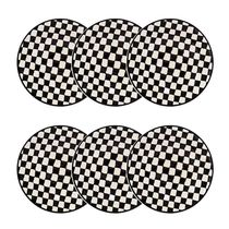 Jogo 6 Pratos Fundos Cerâmica Oxford Unni Damas 20,5 Cm: Quadriculado