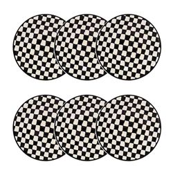 Jogo 6 Pratos Fundos Cerâmica Oxford Unni Damas 20,5 Cm: Quadriculado