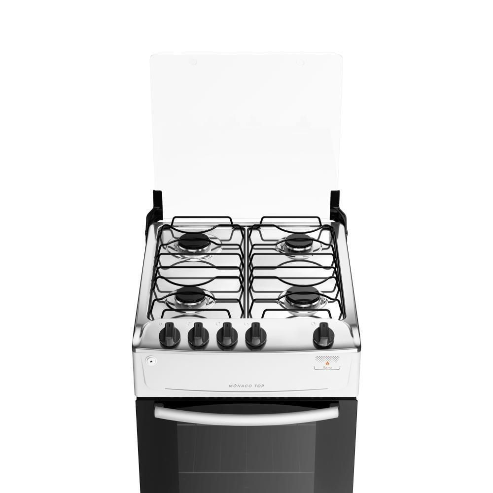 Fogão 4 Bocas Branco Com Mesa Inox Atlas Mônaco Top Bivolt