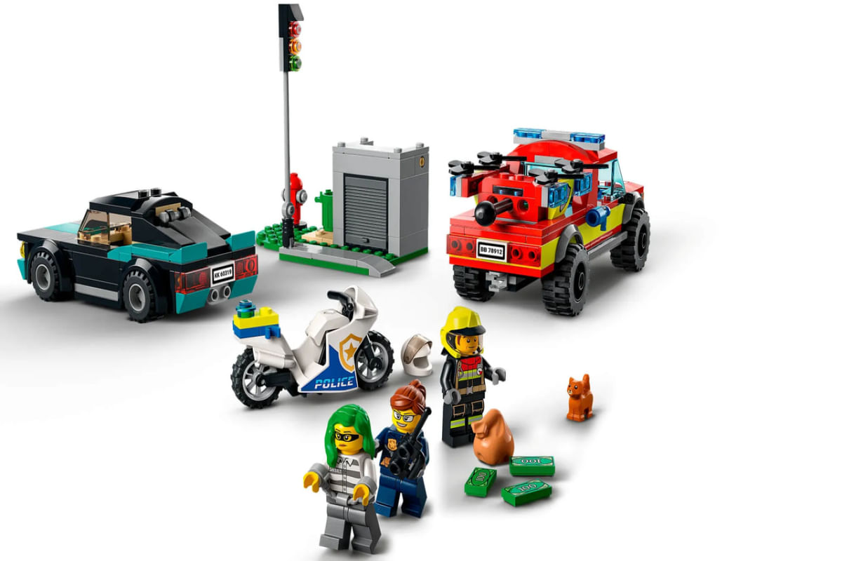 Lego City 295 Pçs Resgate Bombeiros e Perseguição de Polícia - 60319