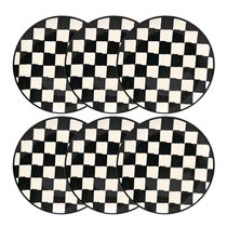 Jogo 6 Pratos Rasos Cerâmica Oxford Unni Damas 26 Cm: Quadriculado