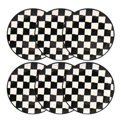 Jogo 6 Pratos Rasos Cerâmica Oxford Unni Damas 26 Cm: Quadriculado