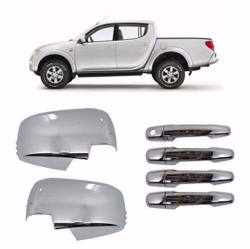 Kit Aplique Cromado Maçaneta Retrovisor Mitsubishi L200 Triton 2008 à 2016