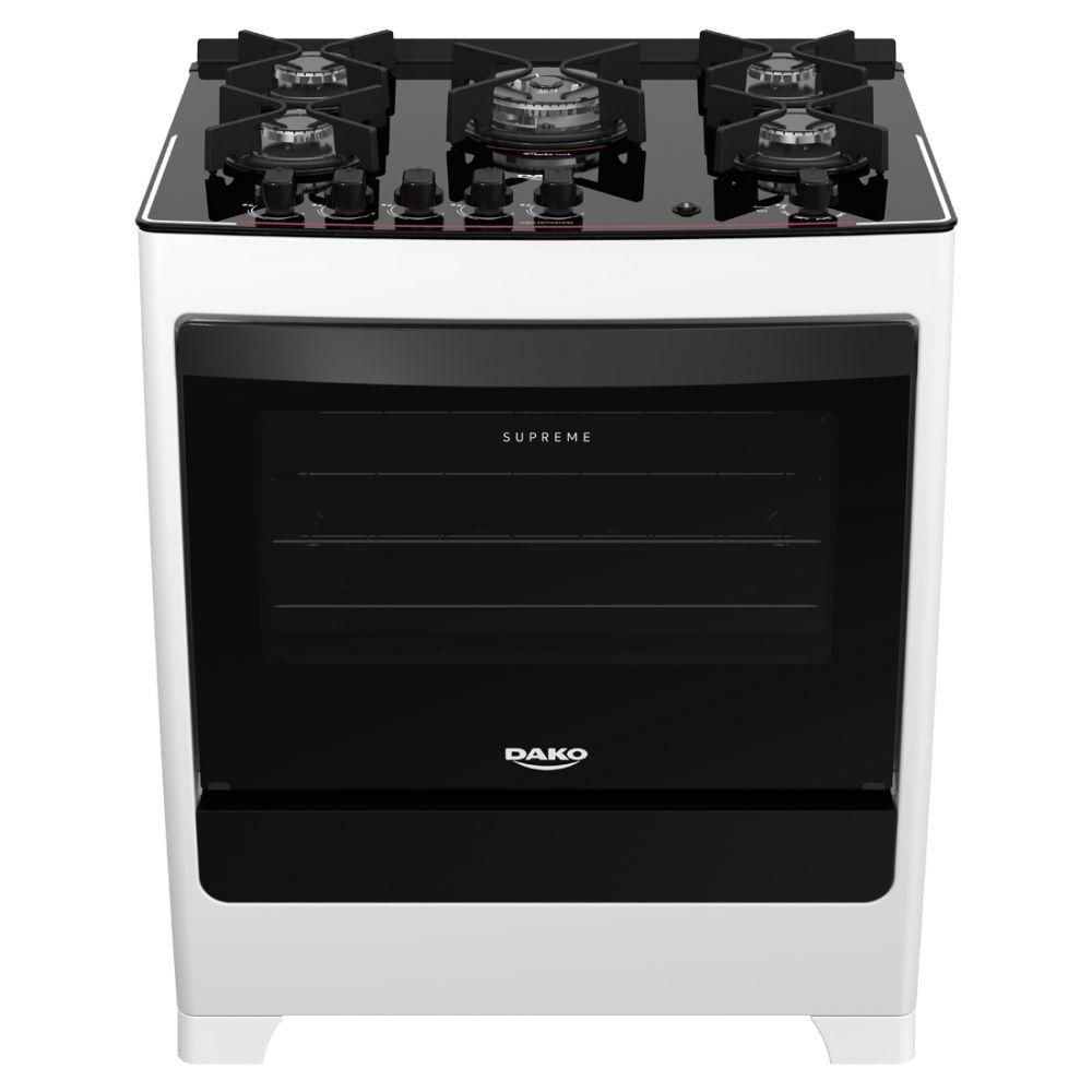 Fogão Supreme Glass 5 bocas Branco Dako Bivolt