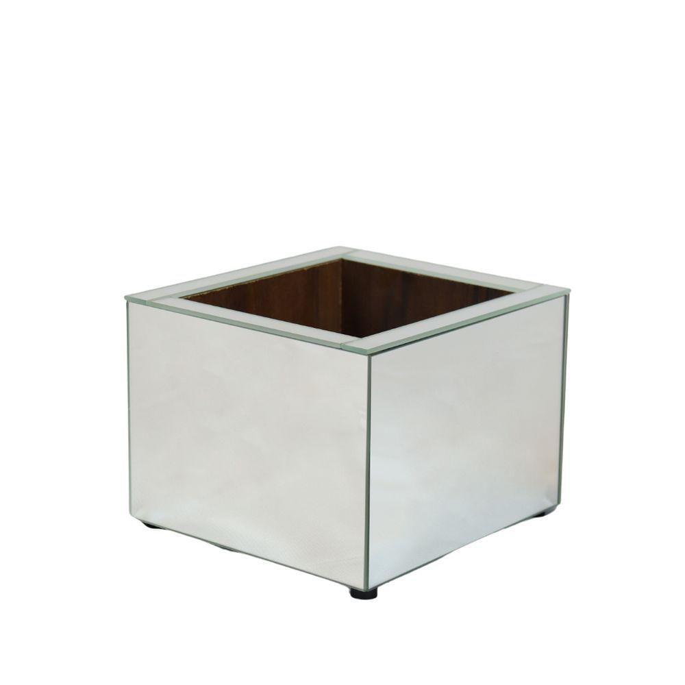 Vaso Ivy Grande Mdf E Vidro Espelhado Para Varandas