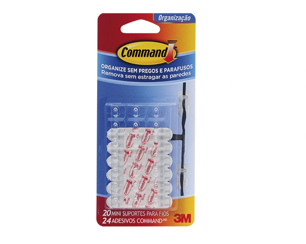 Suporte Fios Command 3M Mini Transp 20Pcs Blister