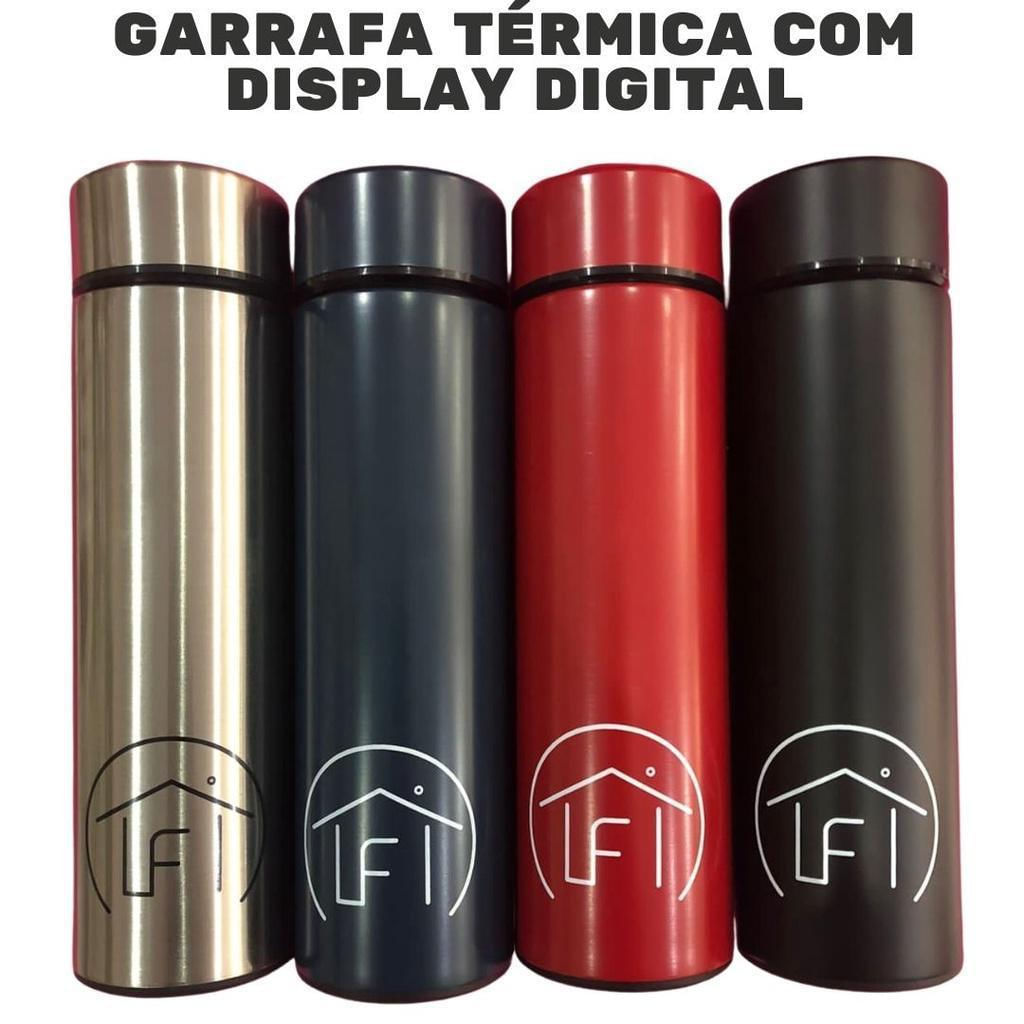 Garrafa De Inox Térmica Com Display Digital Preta