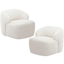 Kit 02 Poltronas Decorativa Fixa Orgânica Para Sala Living Barolo L06 Bouclê Branco - Gtdnexxus