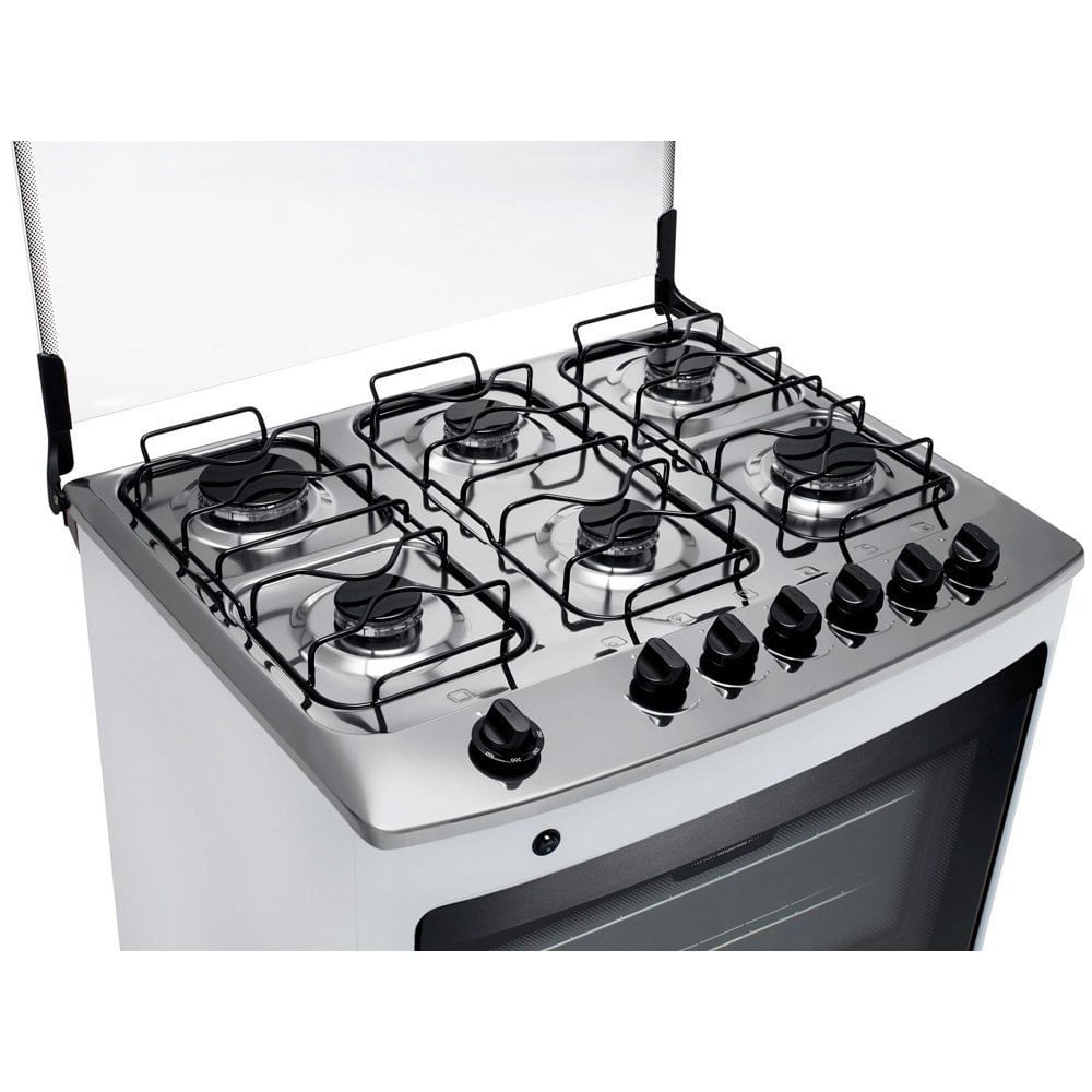 Fogão a Gás de Piso 6 Bocas Mesa em Aço Inox CFS6NAB Consul Branco / Bivolt