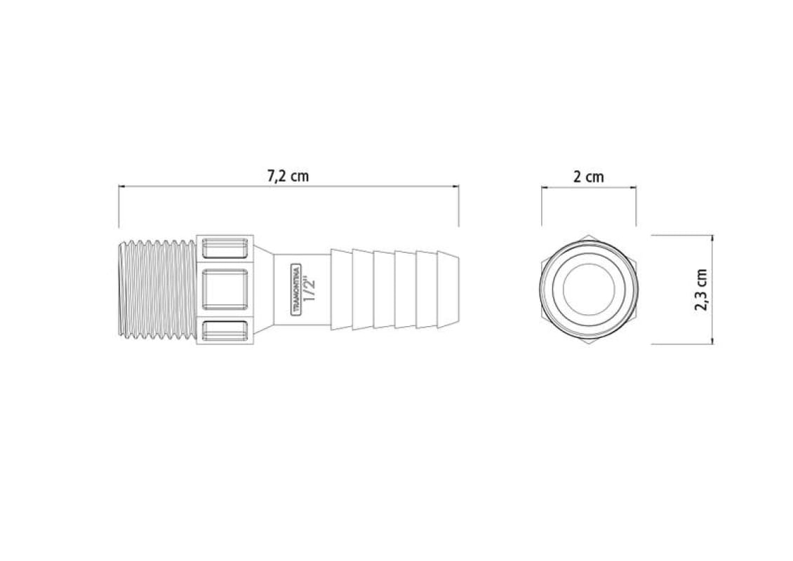 Adaptador Com Rosca Externa Em Pebd De 1/2 Tramontina