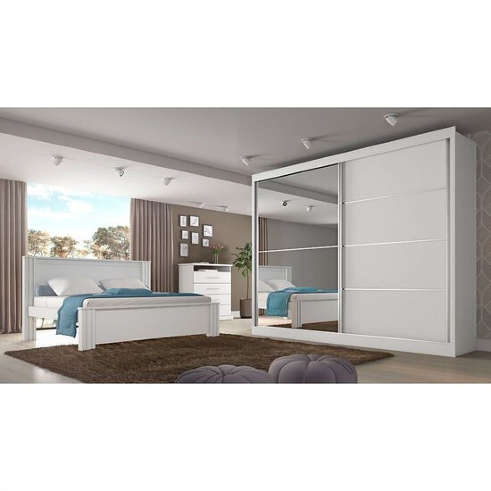 Guarda-Roupa Verona Plus MDF 2 Portas 4 Gavetas Mademarcs Branco