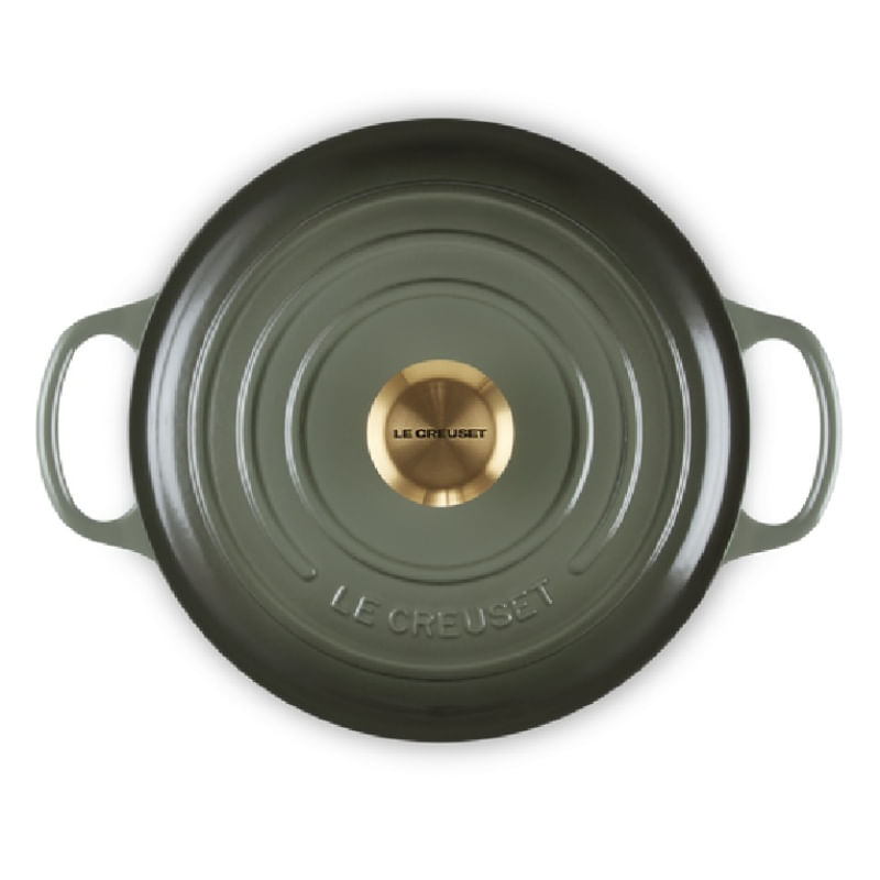 PANELA REDONDA LE CREUSET 22CM SIGNATURE FERRO FUNDIDO THYME PEGADOR DOURADO 21177221734441