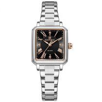 Relógio Feminino Design Sofisticado Quartzo Em Aço Inoxidável À Prova Da Água Casual Preto Prata
