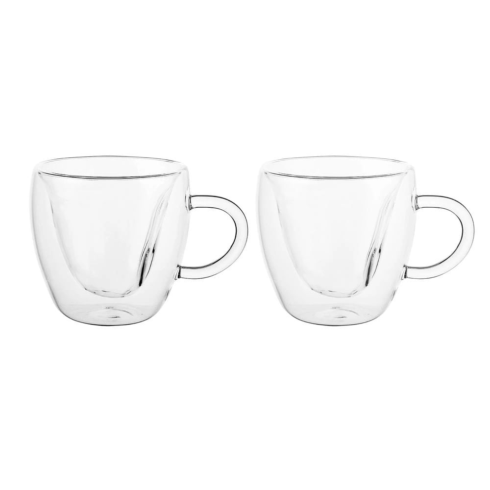 Encontraproduto.com.br - Conjunto de 2 Xícaras Parede Dupla Coração Coffe Time 80ml Dynasty